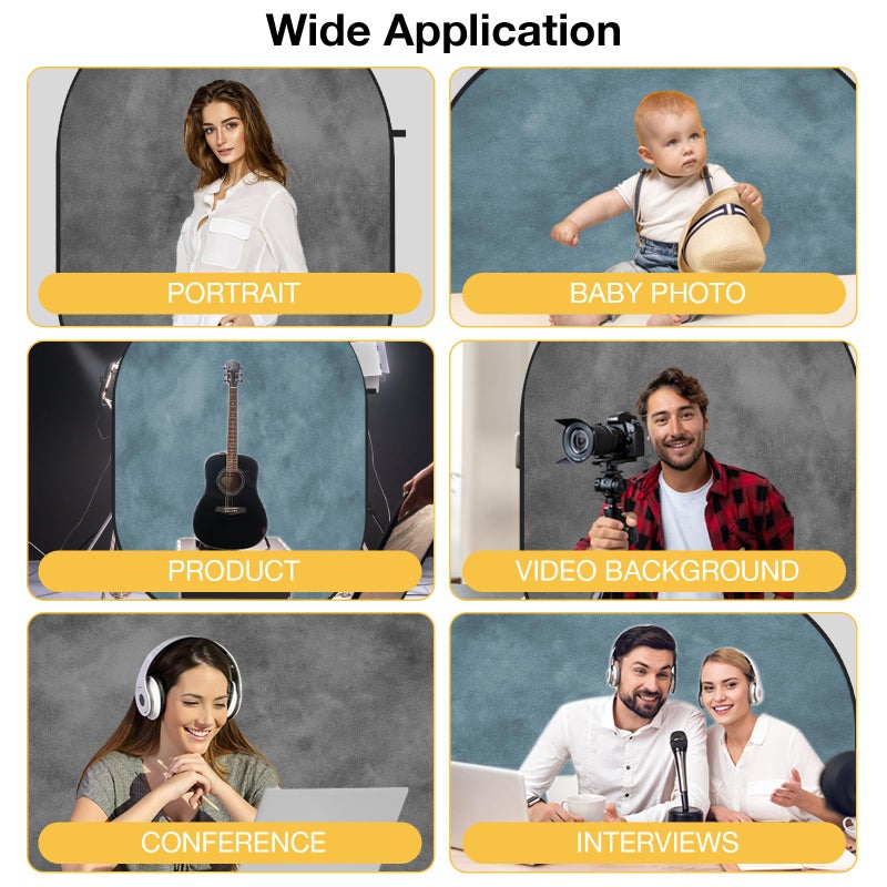 Kate Collapsible Backdrop Pop-up Photo Backdrops Folded Grey Teal for Photography, for Video, for Broadcast, 5x6.5ft - Image 5